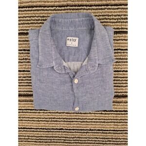 Esby Apparel USA Womens Grey Blue Long Sleeve Button Down Shirt Top Medium